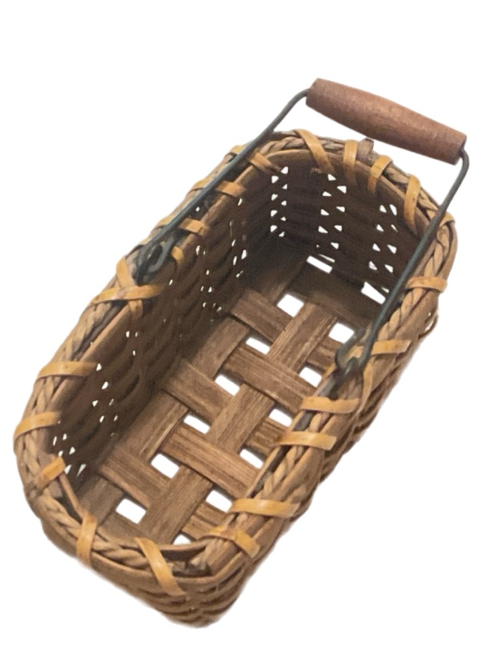 Small Handwoven Wood Splint Basket - Picture 4 of 5